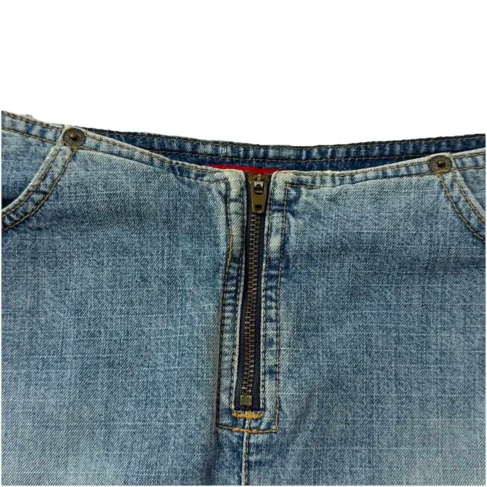 GUESS Jeans Mini‎ Skirt Womens 24 Blue Mini USA Y2K Vintage Zip Front Boho